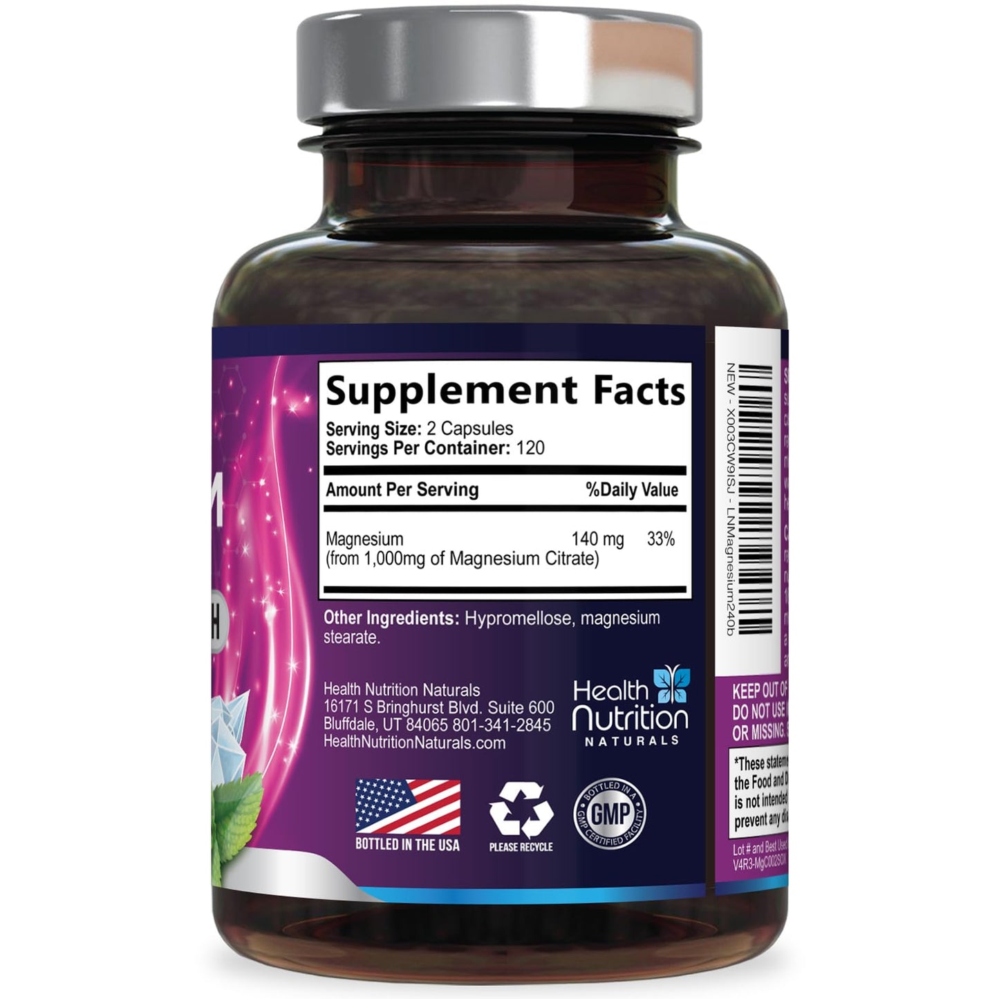 Magnesium Citrate 1000mg Per Serving - Max Absorption Magnesium Powder Capsules for Muscle, Nerve, Bone and Heart Health Support, High Absorption Citrate Complex - Maple Wellness Supplements