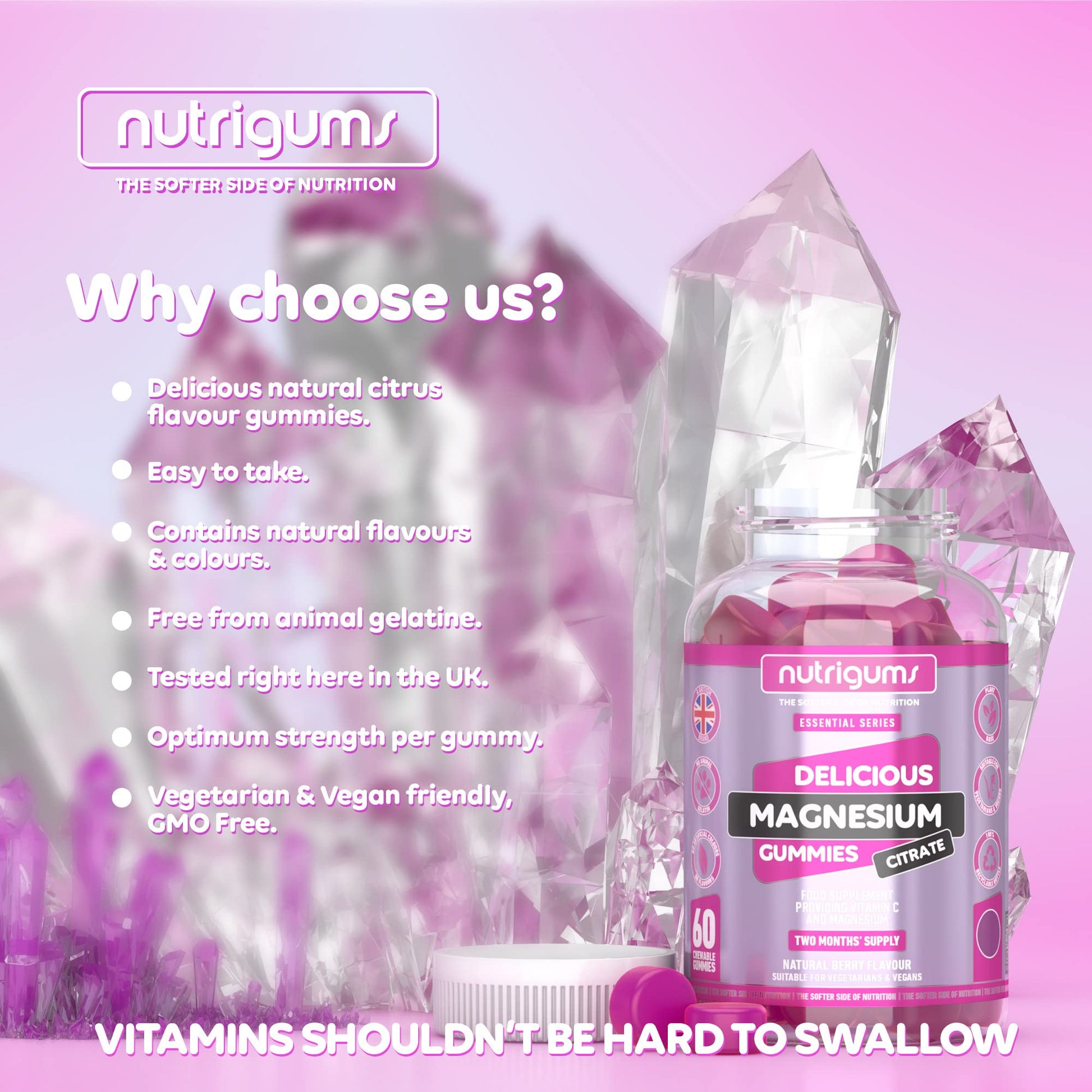 Magnesium Citrate 1250mg & Vitamin C Gummy | Mixed Berry Flavour | 60 Vegan Gummies - Maple Wellness Supplements