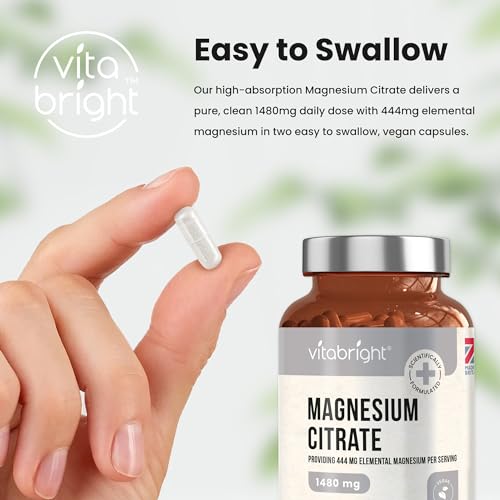Magnesium Citrate - 1480mg High Strength - 240 Capsules (4 Month Supply) - Vegan - Maple Wellness Supplements