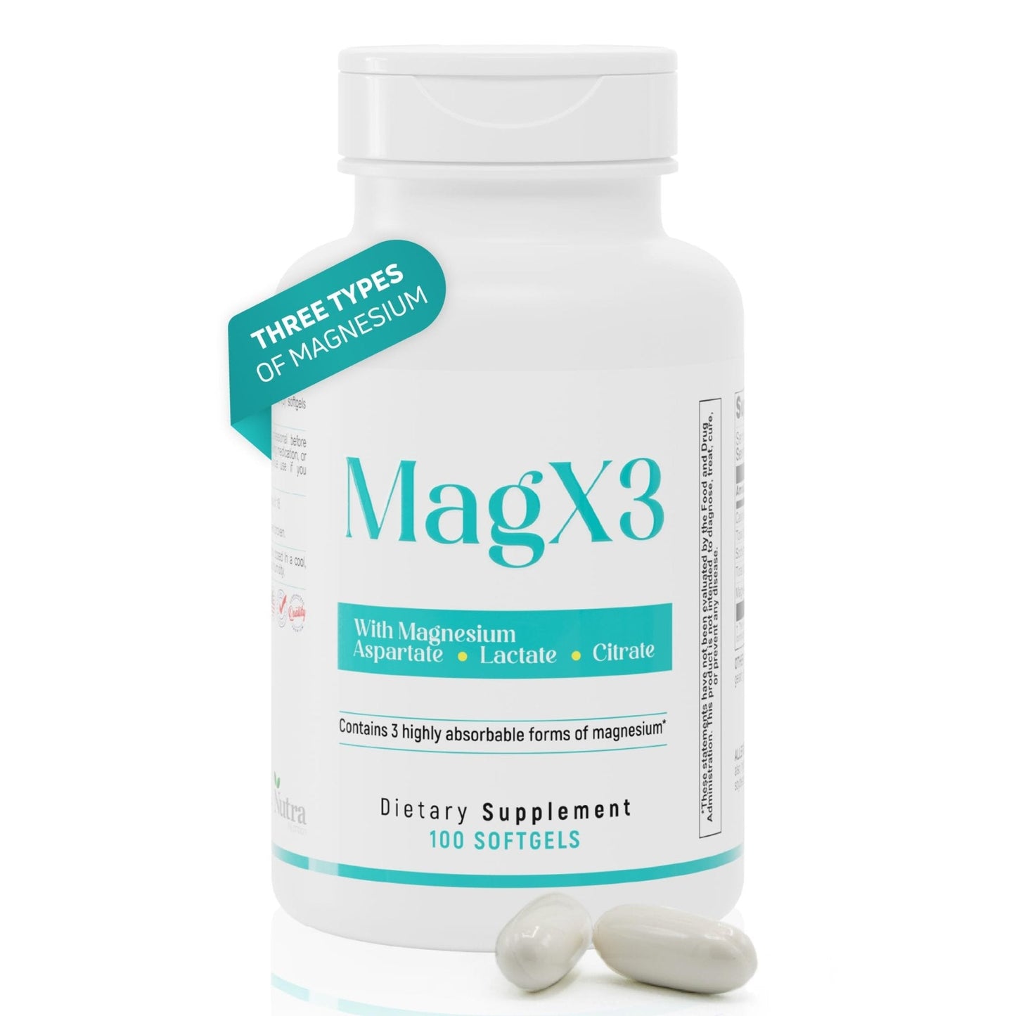Magnesium Citrate Complex 400 mg – Triple Magnesium with Citrate, Aspartate & Lactate – High Absorption – 100 Softgels - Maple Wellness Supplements