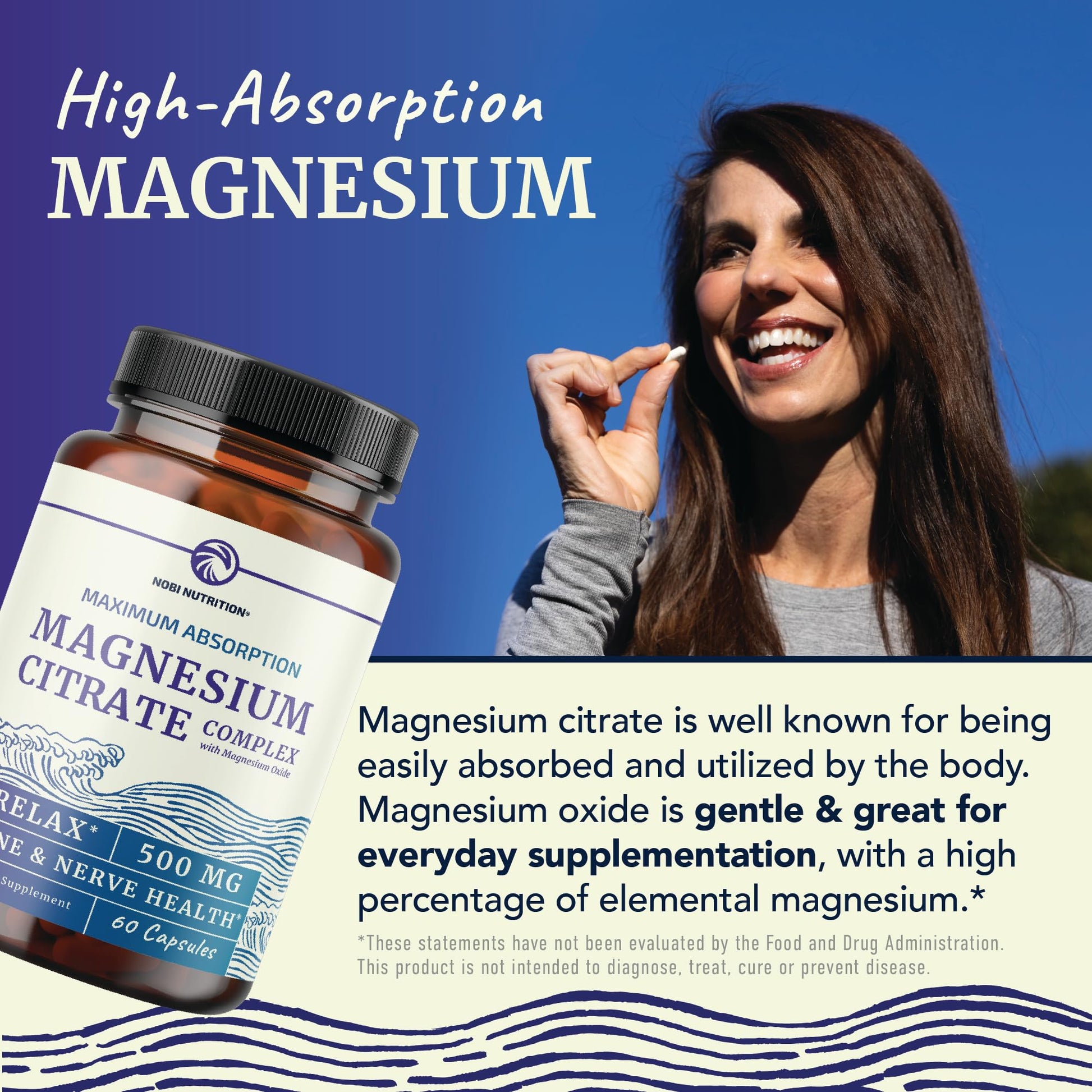 Magnesium Citrate Complex 500 MG for Calm & Relaxation | High Absorption Magnesium Supplement | Citrato de Magnesio | Constipation & Digestion Support Non-GMO Soy-Free | 60 Mag Citrate Capsules - Maple Wellness Supplements