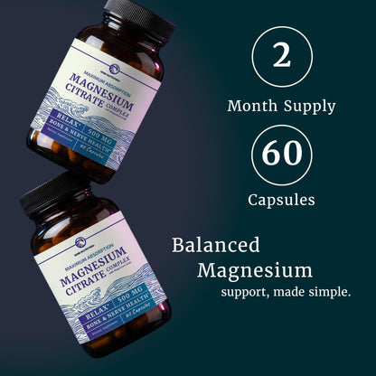 Magnesium Citrate Complex 500 MG for Constipation & Digestion Support | High Absorption Magnesium Supplement | Citrato de Magnesio | Calm & Relaxation - Maple Wellness Supplements