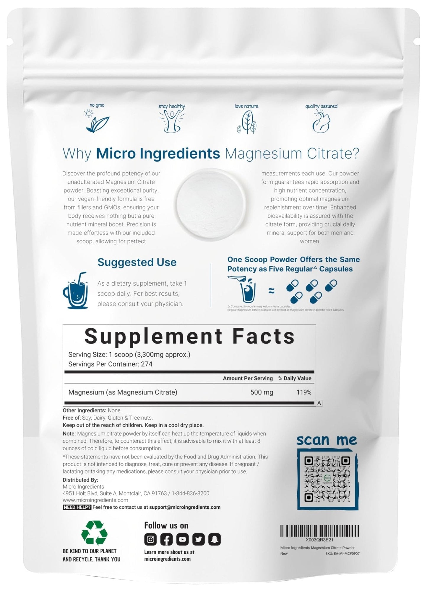 Magnesium Citrate Powder, 2lbs | Unflavored Magnesium Supplement | Relaxation and Nutrient Utilization | Easily Absorbed Formula | Non-GMO, Vegan, Gluten Free - Maple Wellness Supplements