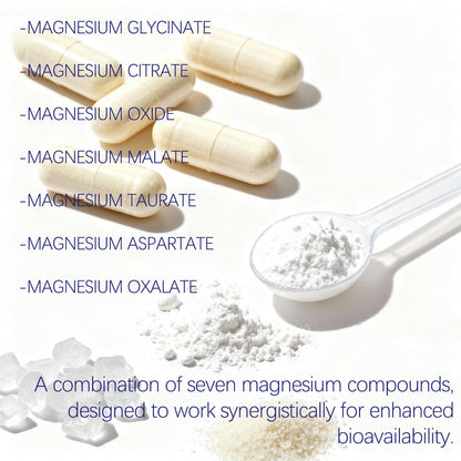 Magnesium Complex 1000mg - 7-in-1 Supplement with Glycinate, Citrate & Malate - Supports Muscle Relaxation, Sleep, Heart Health - High Absorption Capsules, 90 Count (1) - Maple Wellness Supplements