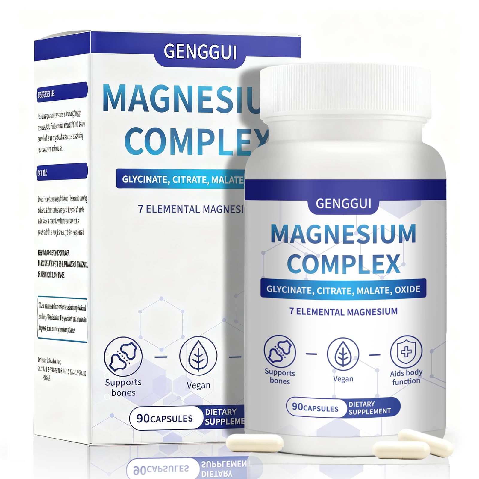 Magnesium Complex 1000mg - 7-in-1 Supplement with Glycinate, Citrate & Malate - Supports Muscle Relaxation, Sleep, Heart Health - High Absorption Capsules, 90 Count (1) - Maple Wellness Supplements