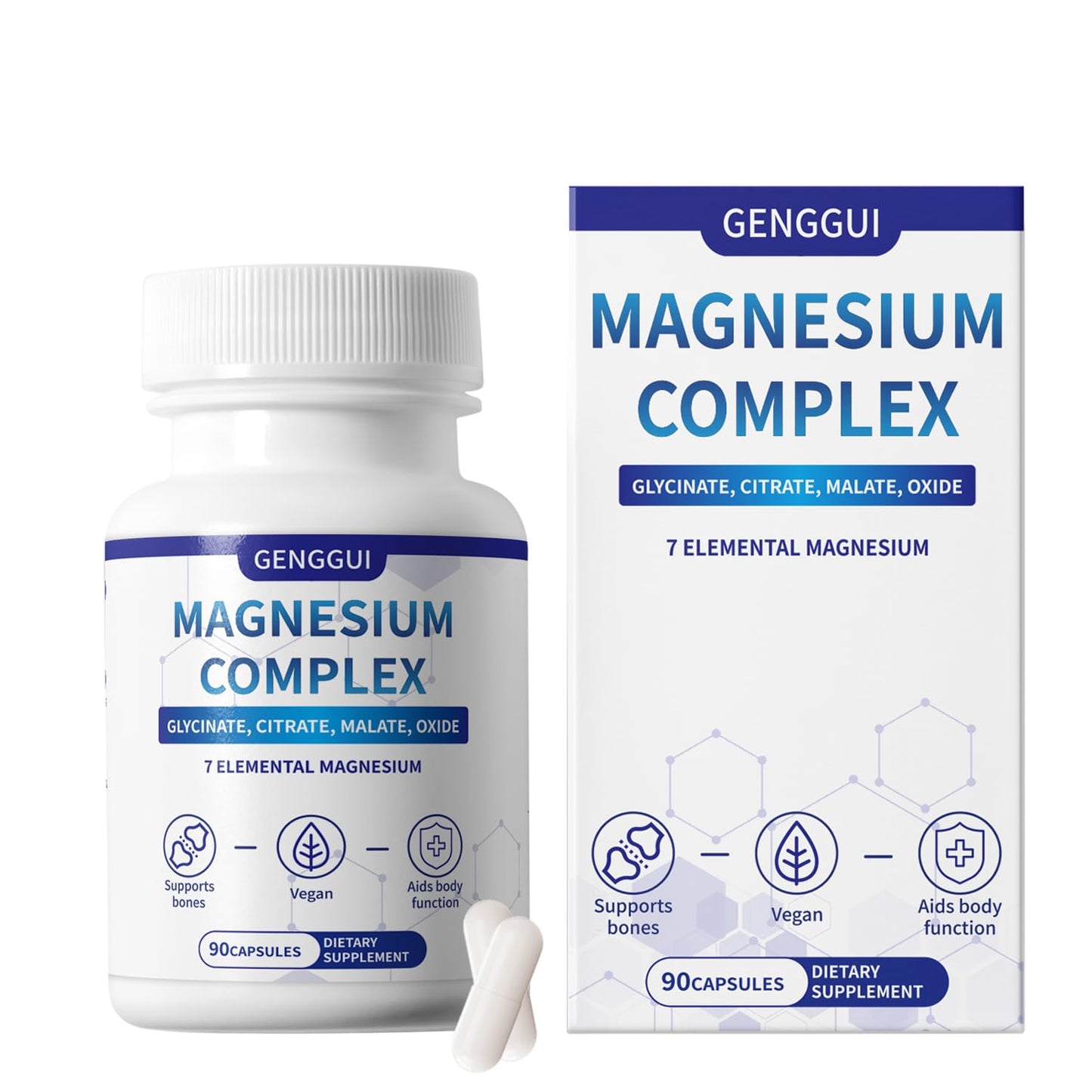 Magnesium Complex 1000mg with 8 Types - Glycinate, Citrate, Malate - Supports Muscle Relaxation, Bone Health, Energy Production & Sleep - High Absorption, Non-GMO, Vegan Capsules, 90 Count (001) - Maple Wellness Supplements
