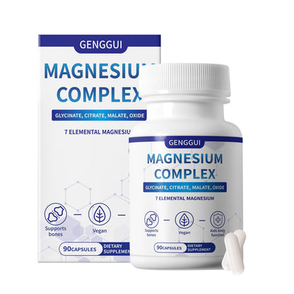 Magnesium Complex 1000mg with 8 Types - Glycinate, Citrate, Malate - Supports Muscle Relaxation, Bone Health, Energy Production & Sleep - High Absorption, Non-GMO, Vegan Capsules, 90 Count (001) - Maple Wellness Supplements