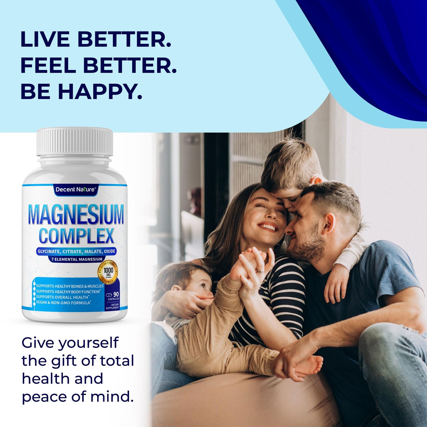 Magnesium Complex 7 Elemental Magnesium Supplement 1000mg – Magnesium Glycinate, Citrate, Malate, Taurate, Oxide, Aspartate, Orotate Non-GMO 90 Capsules - Maple Wellness Supplements