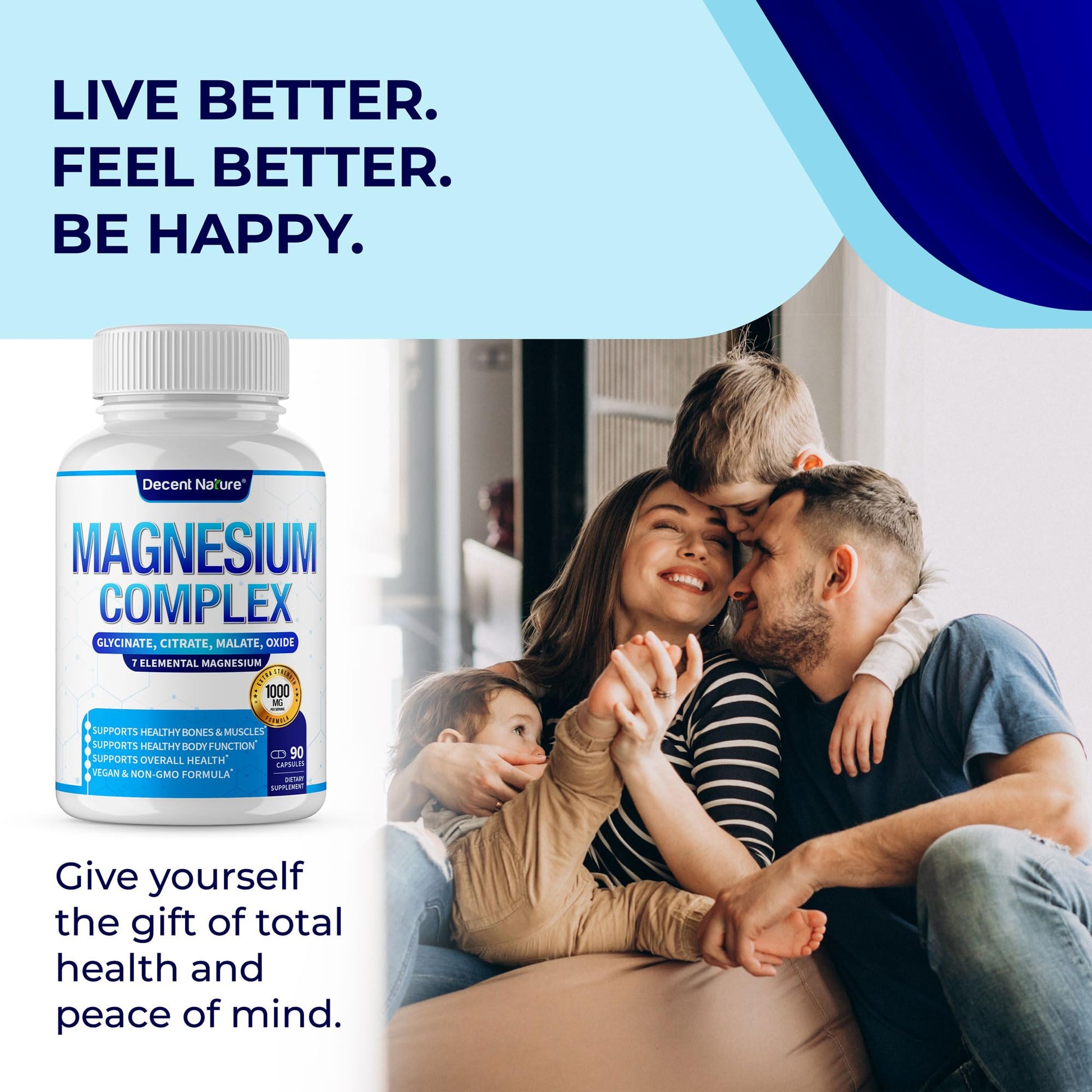 Magnesium Complex 7 Elemental Magnesium Supplement 1000mg – Magnesium Glycinate, Citrate, Malate, Taurate, Oxide, Aspartate, Orotate Non-GMO 90 Capsules - Maple Wellness Supplements