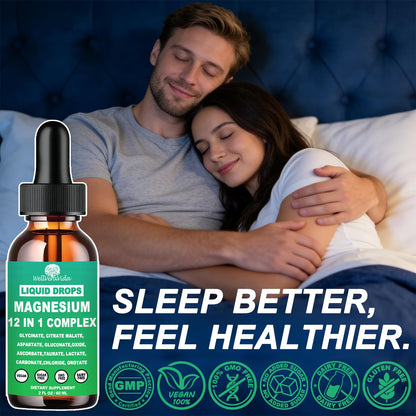 Magnesium Complex 700mg, 12 in 1 Magnesium Supplement with Glycinate Citrate Malate Oxide Taurate Aspartate Orotate Magnesium Relaxation, Muscle, Sleep Support, High Absorption Liquid Magnesium丨Vegan - Maple Wellness Supplements