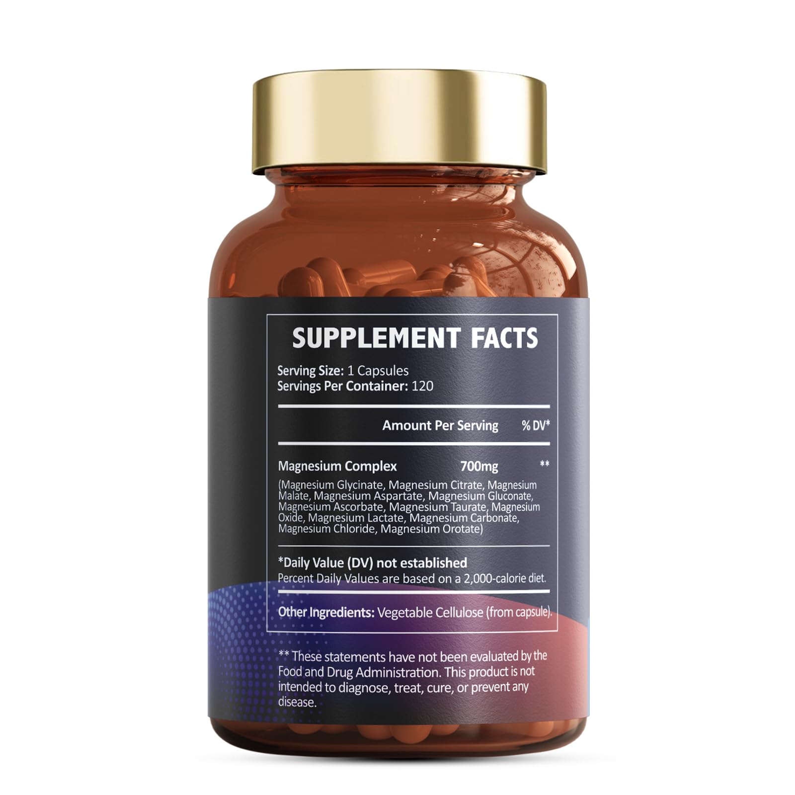Magnesium Complex 700mg 12 in 1 Magnesium Supplement with Glycinate Citrate Malate Oxide Taurate Aspartate Orotate Magnesium Relaxation,Muscle,Heart Support, Vegan 120 Capsules 2PK - Maple Wellness Supplements