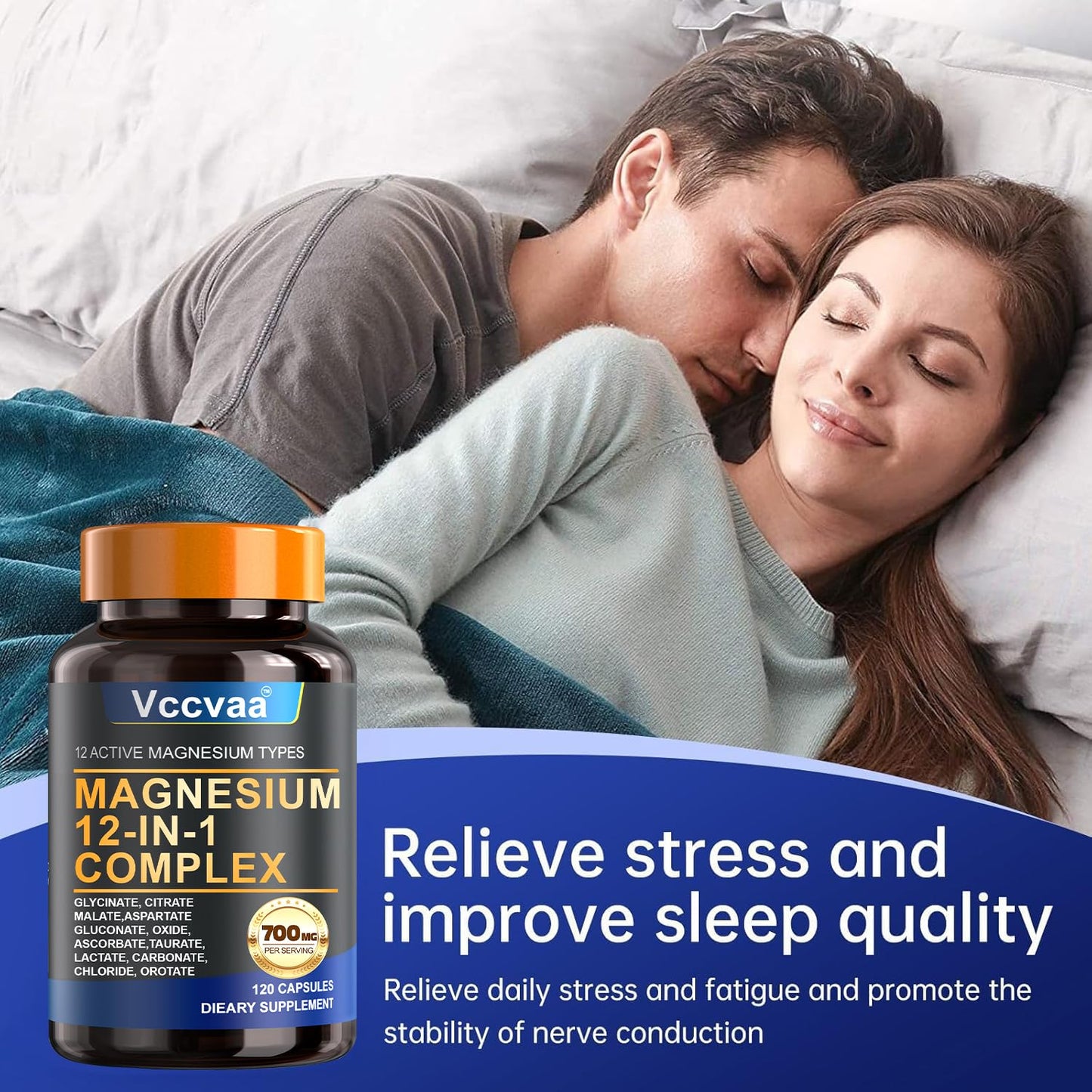 Magnesium Complex 700mg – 12-in-1 Magnesium Supplement with Glycinate, Citrate, Malate, Oxide, Taurate & More – High Absorption for Muscle, Heart, Sleep, Bone, Nerve Support –120 Capsules (1 Pack) - Maple Wellness Supplements
