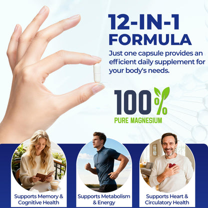 Magnesium Complex 700mg – 12-in-1 Magnesium Supplement with Glycinate, Citrate, Malate, Oxide, Taurate & More – High Absorption for Muscle, Heart, Sleep, Bone, Nerve Support –120 Capsules (1 Pack) - Maple Wellness Supplements