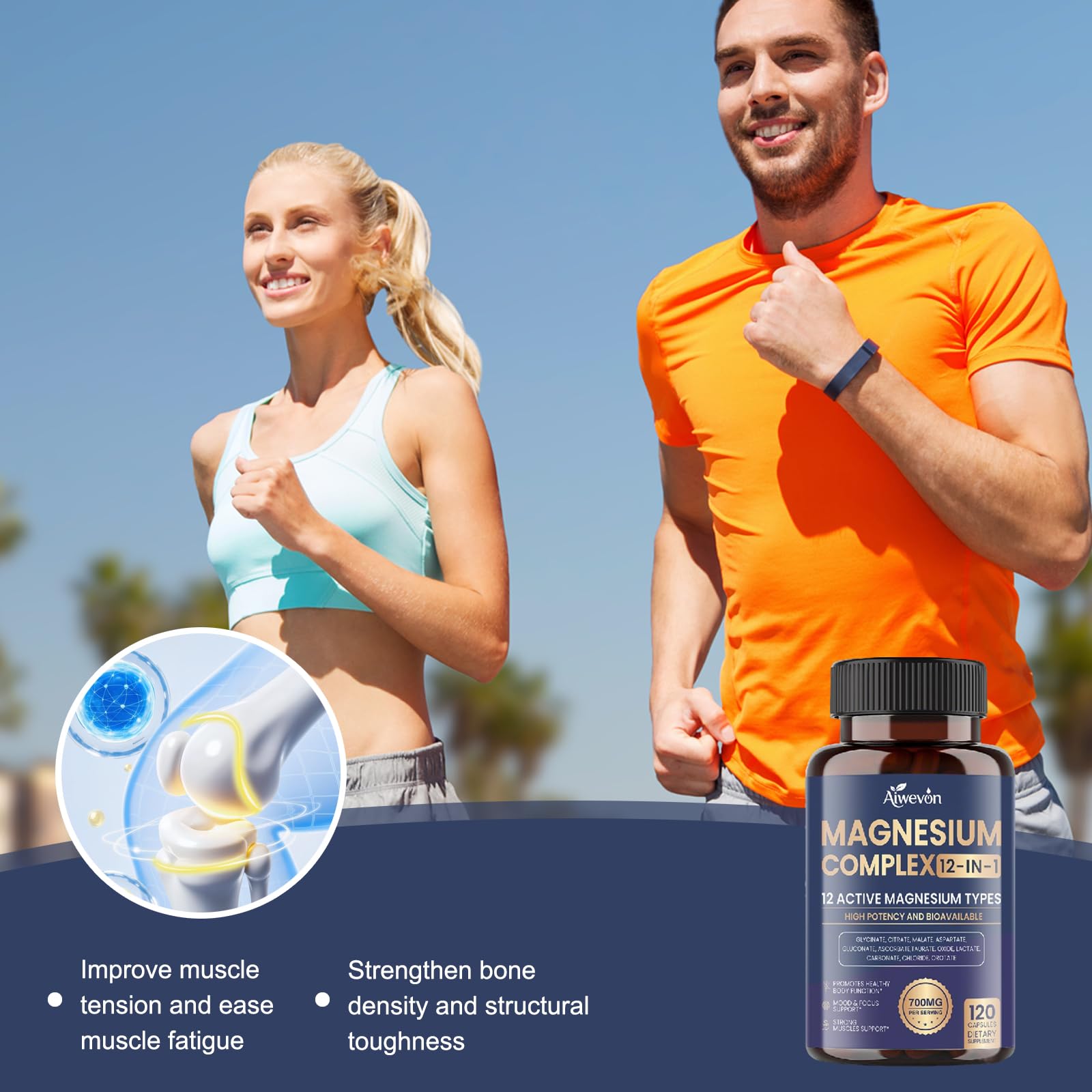 Magnesium Complex 700mg, 12 in 1 Magnesium Supplement with Glycinate, Citrate, Malate, Oxide, Taurate & Orotate, High Absorption Magnesium for Sleep, Muscle, Nerve & Heart Support, Vegan, 120 Capsules - Maple Wellness Supplements