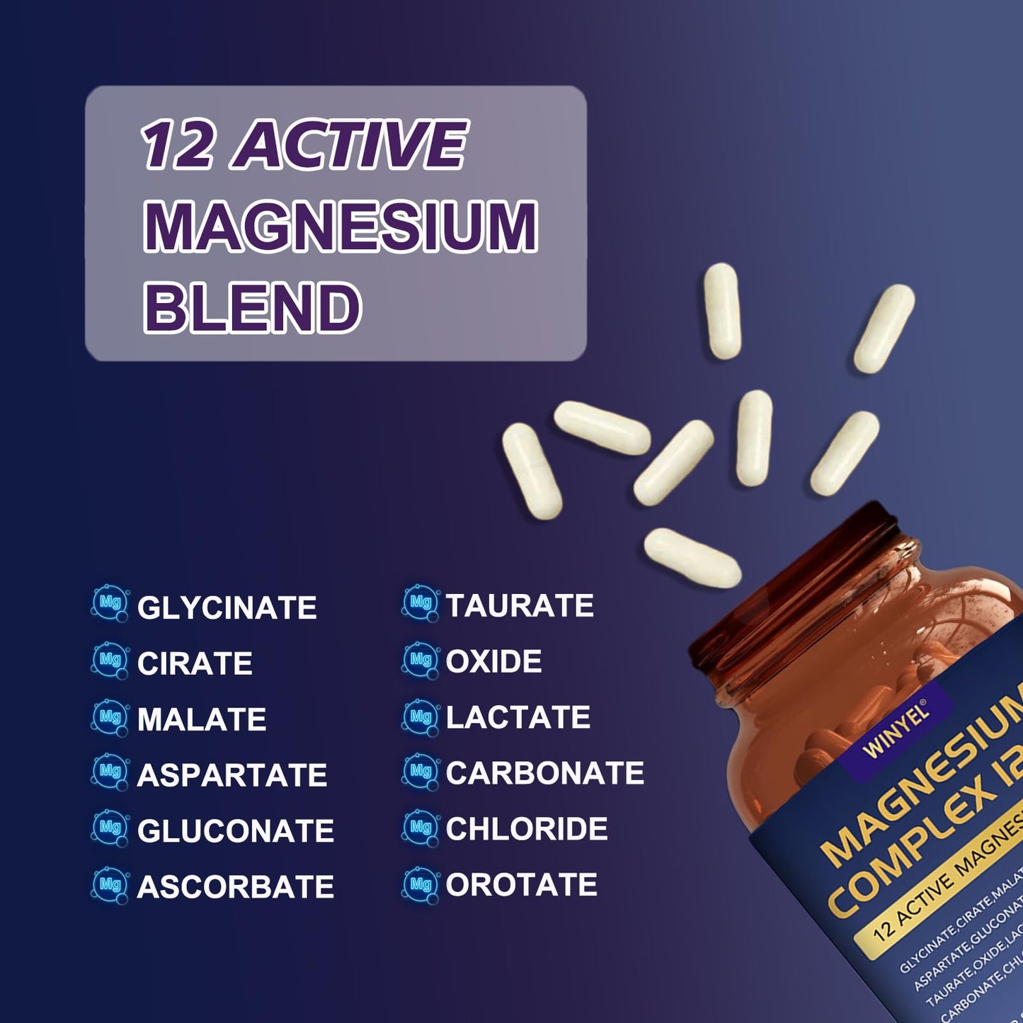 Magnesium Complex 700mg 12 in 1 Magnesium Supplement with Glycinate, Citrate, Malate | Sleep, Calm, Muscle Relaxation, Heart Health Support | Vegan 120 Capsules - Maple Wellness Supplements
