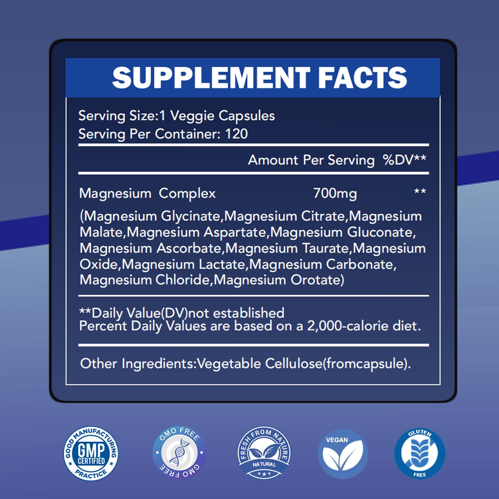 Magnesium Complex 700mg 12 in 1 Magnesium Supplement with Glycinate, Citrate, Malate | Sleep, Calm, Muscle Relaxation, Heart Health Support | Vegan 120 Capsules - Maple Wellness Supplements