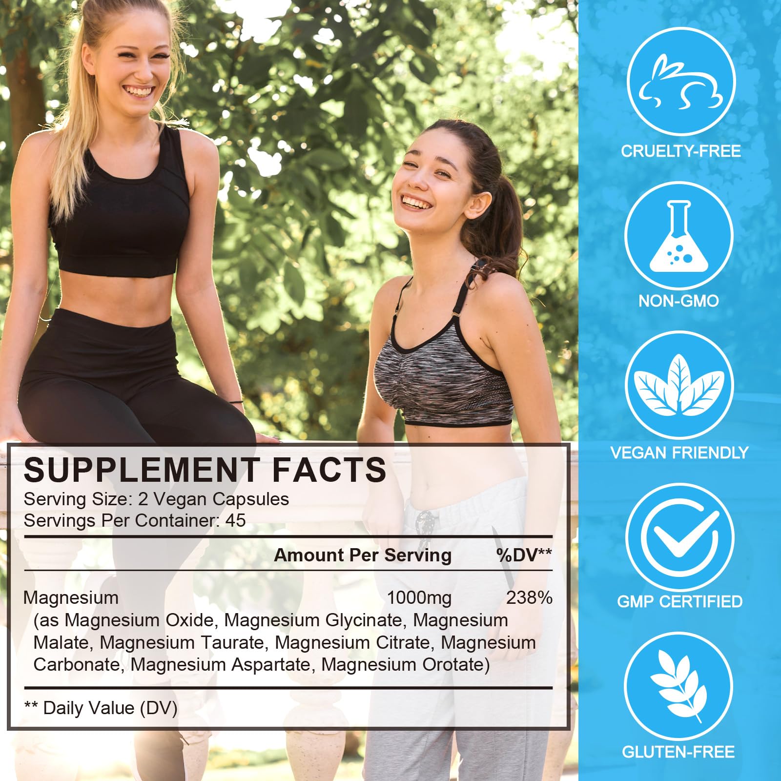 Magnesium Complex 8-in-1 High Potency with 8 Essential Forms, Vegan Capsules for Muscle, Nerve & Bowel Support, Relief Fatigue & Improve Sleep (90 Capsules) - Maple Wellness Supplements