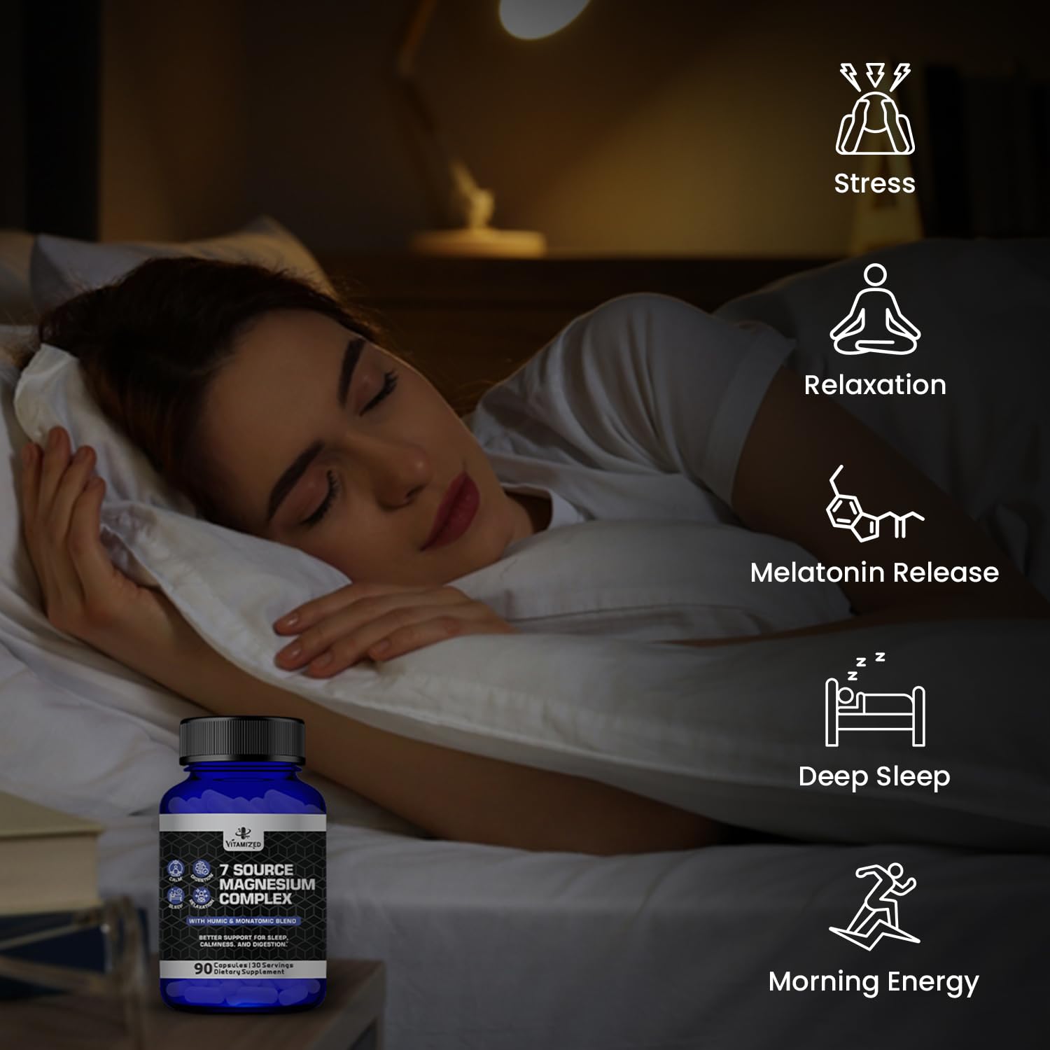 Magnesium Complex for Sleep, Relaxation, Digestion & Calm – Magnesium Glycinate, Citrate, Bisglycinate, Carbonate, Malate, Orotate, Taurate, + Humic/Fulvic for High Absorption - 90 ct. - Maple Wellness Supplements