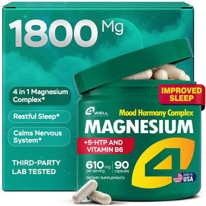 Magnesium Complex for Women – Magnesium for Sleep, Advanced 610mg with Glycinate, Citrate & Vitamin B6 for 3X Absorption + 5-HTP – Supports Sleep, Relaxation, Nerve, Muscle, Bone & Energy Health - Maple Wellness Supplements