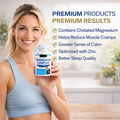 Magnesium Complex for Women & Men 1000mg — 7-in-1 Magnesium (Glycinate, Citrate & Malate) for Sleep Support, Stress Relief, Muscle Recovery — Vegan, 60 Capsules - Maple Wellness Supplements