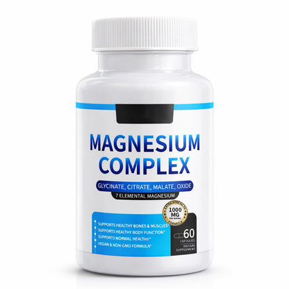 Magnesium Complex for Women & Men 1000mg — 7-in-1 Magnesium (Glycinate, Citrate & Malate) for Sleep Support, Stress Relief, Muscle Recovery — Vegan, 60 Capsules - Maple Wellness Supplements