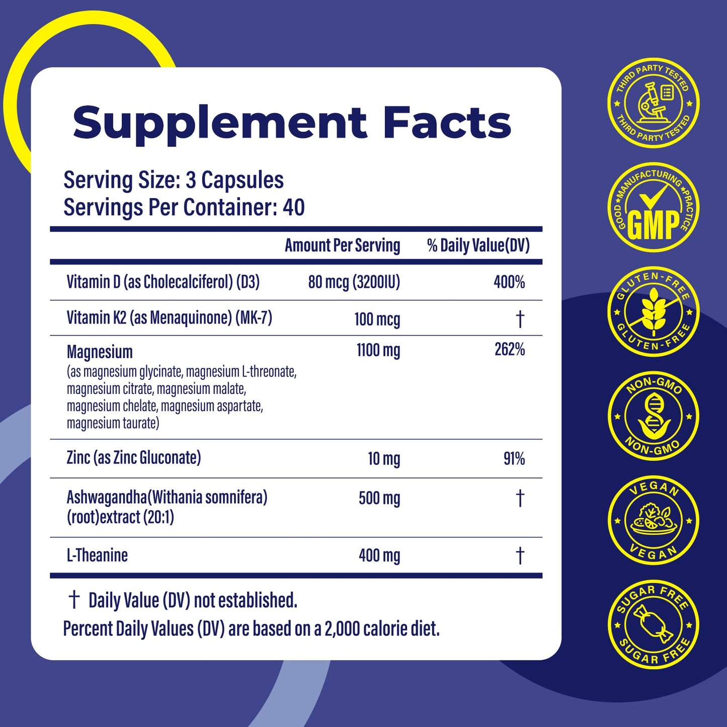 Magnesium Complex for Women & Men 1100mg, 7-in-1 Magnesium Supplement with Ashwagandha & L-Theanine for Calm & Sleep Support, High Absorption, Vegan 120 Capsules - Maple Wellness Supplements