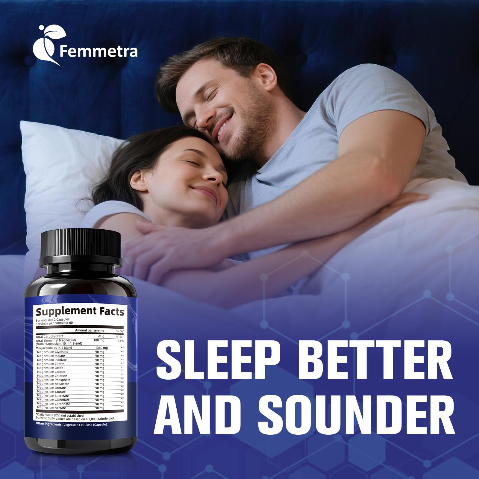 Magnesium Complex for Women Men 1350mg 15 in 1 Pure Magnesium Supplement, with High Absorption Chelated Magnesium Glycinate Citrate Malate & More for Muscle, Heart, Sleep & Bone Support, Vegan 60 Days - Maple Wellness Supplements