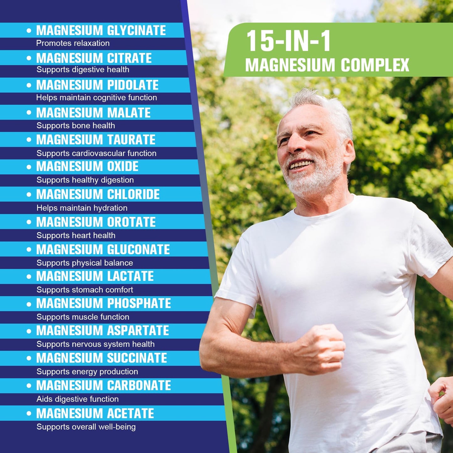 Magnesium Complex for Women Men 1350mg 15 in 1 Pure Magnesium Supplement, with High Absorption Chelated Magnesium Glycinate Citrate Malate & More for Muscle, Heart, Sleep & Bone Support, Vegan 60 Days - Maple Wellness Supplements