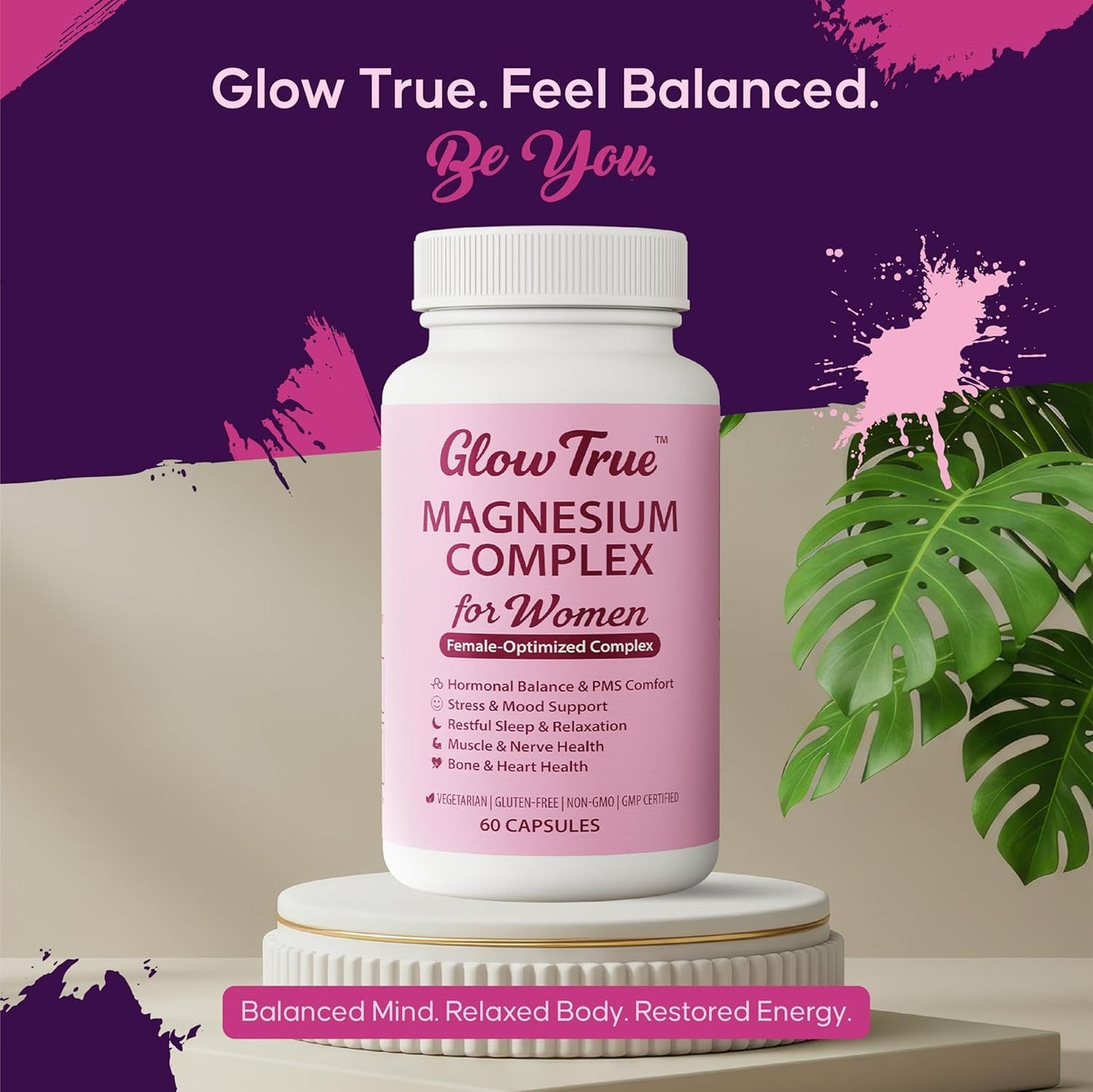 Magnesium Complex for Women – Spectrum 5-Form Magnesium Complex (500 mg), High Absorption Glycinate, Citrate, Oxide & Malate – Vegan, Non-GMO Supports Sleep, Energy, Hormone & Bone – 60 Capsules - Maple Wellness Supplements