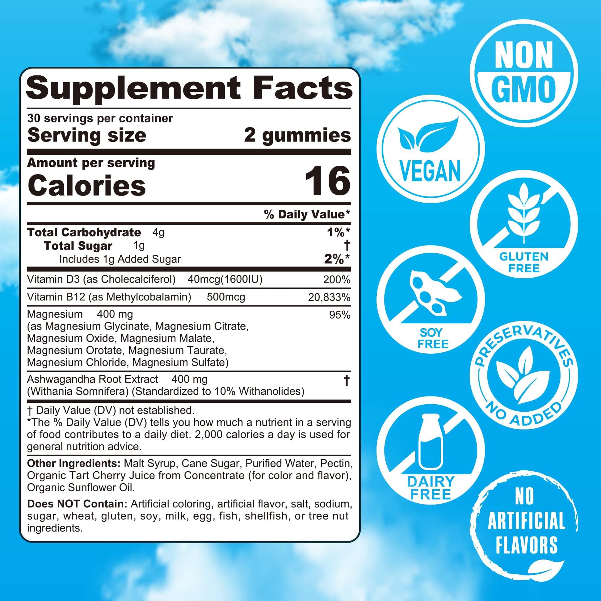 Magnesium Complex Gummies 400mg | as 8 Forms of Magnesium Glycinate, Malate, Citrate, Taurate, Oxide & More | w/Ashwagandha Extract, D3 & B12 Supports for Calm, Zzz, Mood, Muscle Cramp - Vegan 120Cts - Maple Wellness Supplements