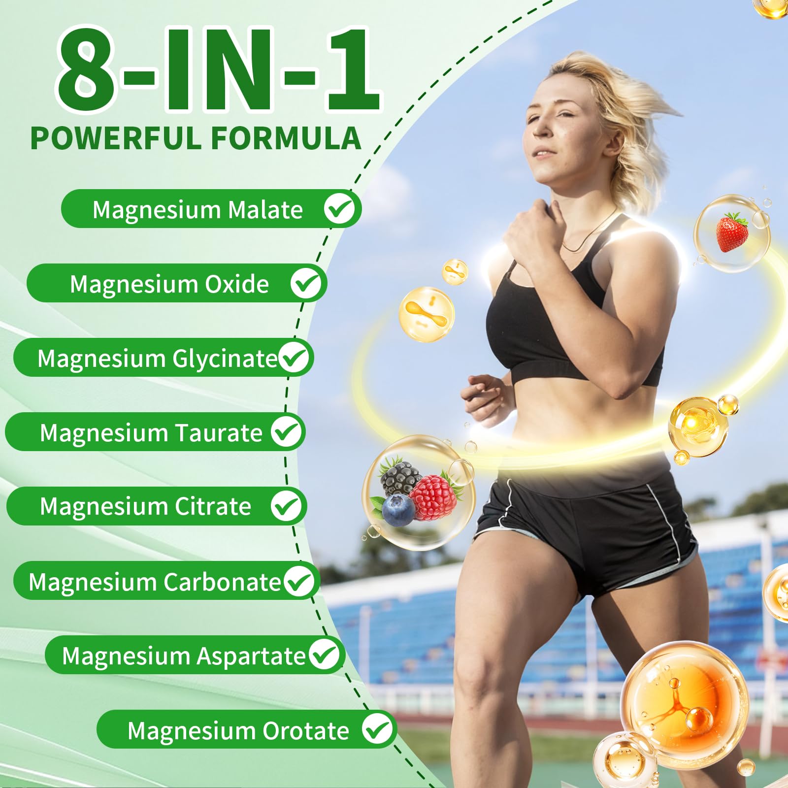 Magnesium Complex Gummies 8 Elemental 1000mg - Magnesium Glycinate, Citrate, Malate, Taurate, Supports Bones, Muscle, Nerve Health, for Women & Men, Vegan Non-GMO, Mixed Flavors, 60 Count - Maple Wellness Supplements