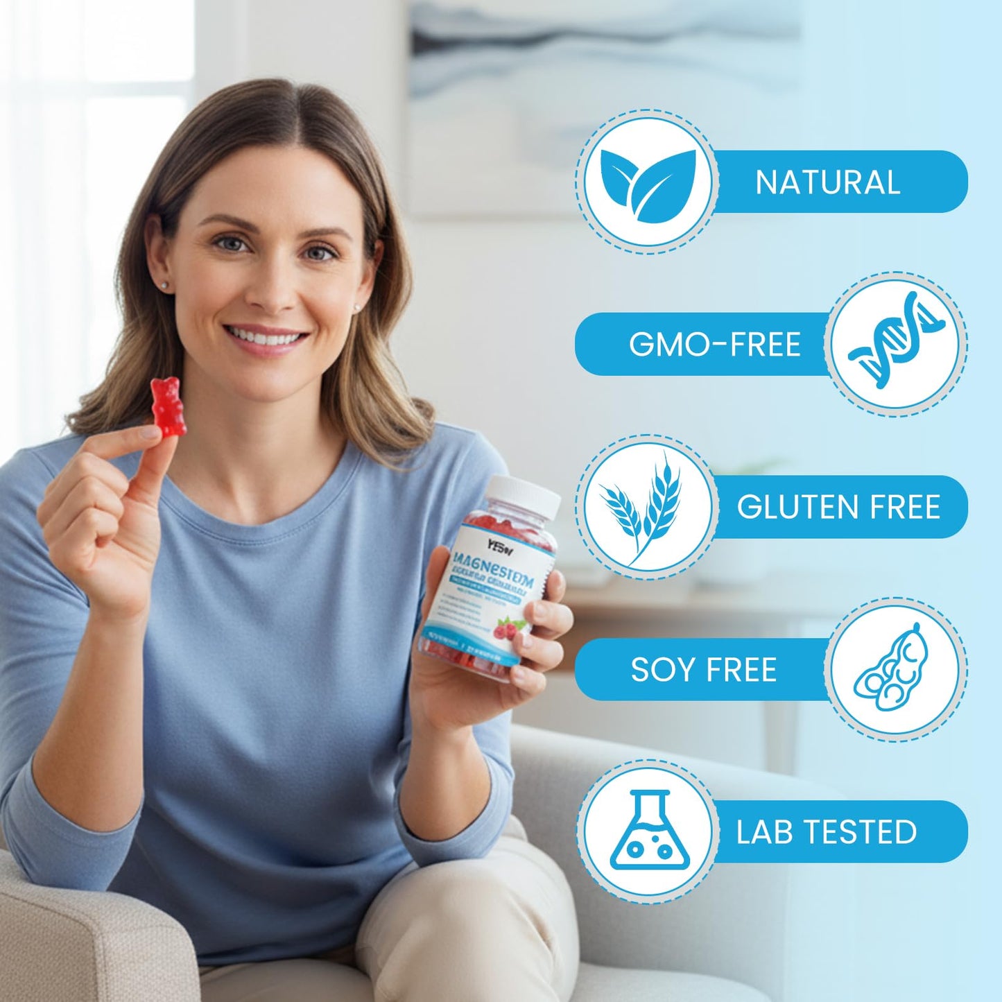 Magnesium Complex Gummies 8 Elemental 1000mg - Magnesium Glycinate, Citrate, Malate, Taurate, Supports Bones, Muscle, Nerve Health, for Women & Men, Vegan Non-GMO, Raspberry Flavor, 60 Count - Maple Wellness Supplements