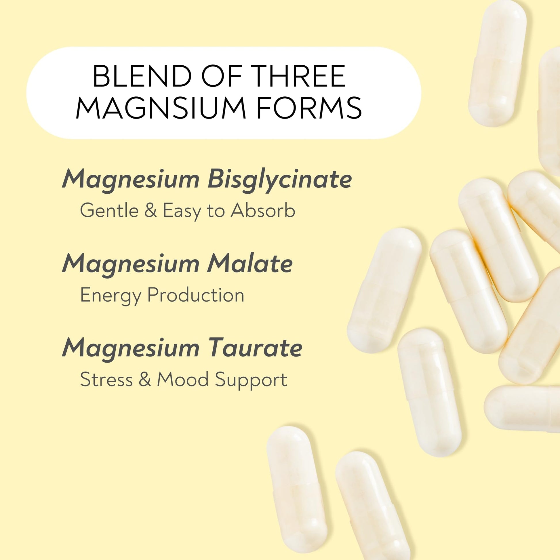 Magnesium Complex - Lifted Naturals Magnesium Supplement w/Bisglycinate, Malate, Taurate - 120 Capsules - Bioavailable Magnesium Formula for Mood, Sleep, Energy Support* - Maple Wellness Supplements