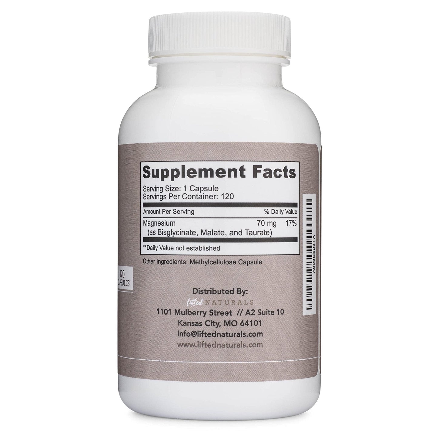 Magnesium Complex - Lifted Naturals Magnesium Supplement w/Bisglycinate, Malate, Taurate - 120 Capsules - Bioavailable Magnesium Formula for Mood, Sleep, Energy Support* - Maple Wellness Supplements