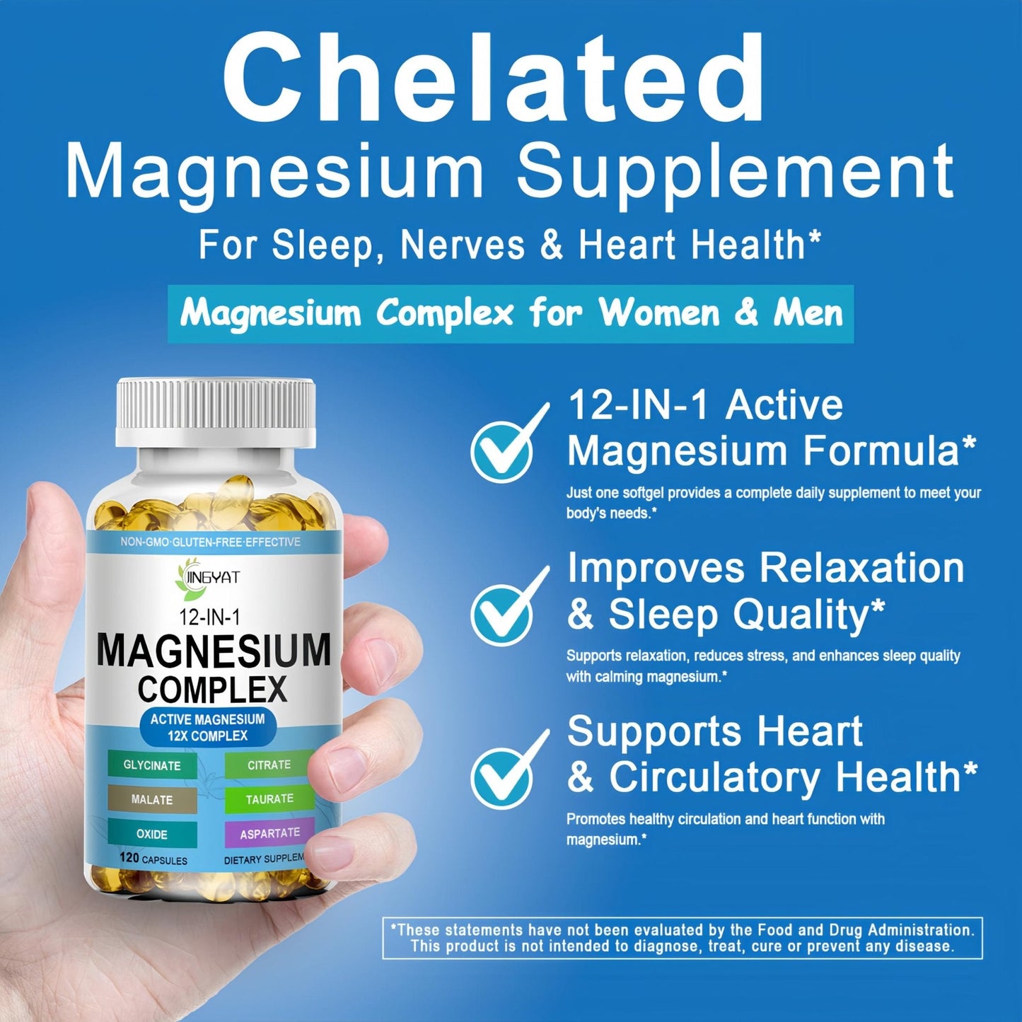 Magnesium Complex Softgels - 12-in-1 Magnesium Supplement with Glycinate,Citrate,Malate,Oxide,Taurate - High Absorption Magnesium Complex for Women & Men for Muscle, Heart, Sleep, Bone, Nerve Support - Maple Wellness Supplements