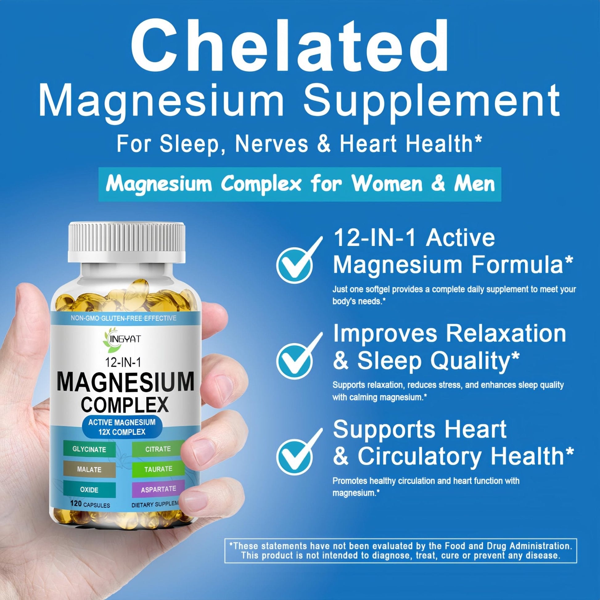 Magnesium Complex Softgels - 12-in-1 Magnesium Supplement with Glycinate,Citrate,Malate,Oxide,Taurate - High Absorption Magnesium Complex for Women & Men for Muscle, Heart, Sleep, Bone, Nerve Support - Maple Wellness Supplements
