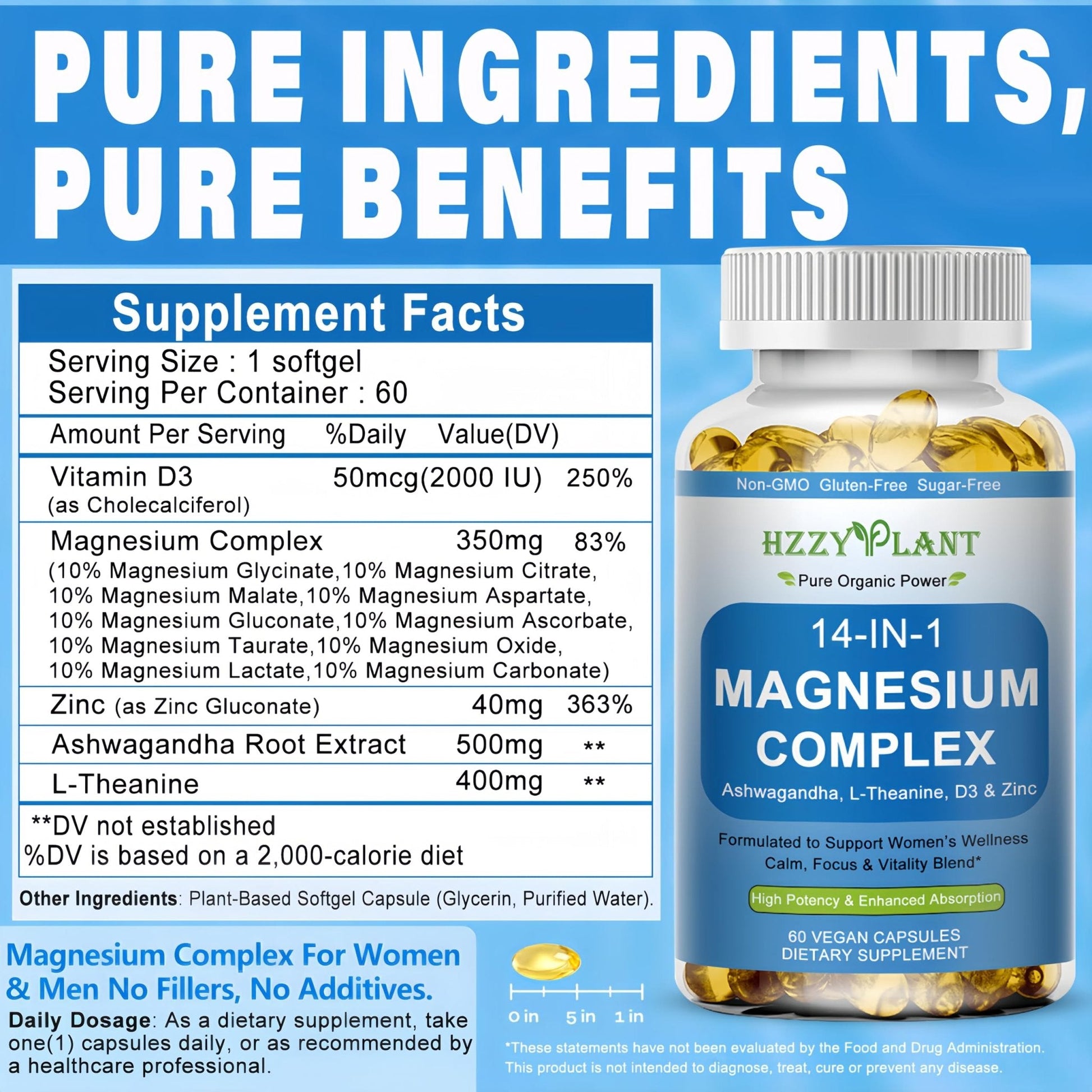 Magnesium Complex Softgels, High Absorption Magnesium Supplement with Glycinate, Citrate, Malate, Taurate, 14-in-1 Magnesium Complex for Women & Men for Muscle, Heart, Sleep Support, 2 Month Supply - Maple Wellness Supplements