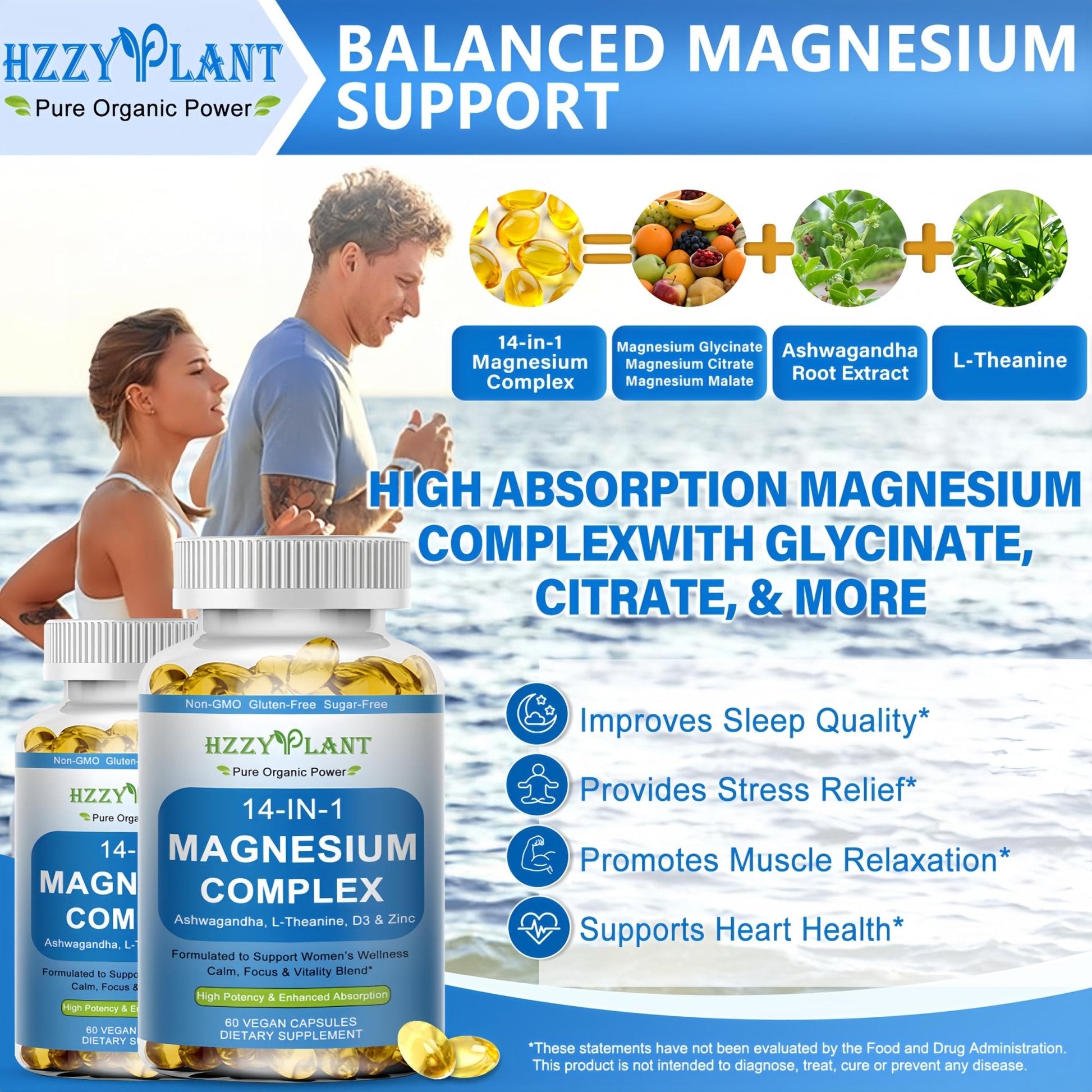 Magnesium Complex Softgels, High Absorption Magnesium Supplement with Glycinate, Citrate, Malate, Taurate, 14-in-1 Magnesium Complex for Women & Men for Muscle, Heart, Sleep Support, 2 Month Supply - Maple Wellness Supplements