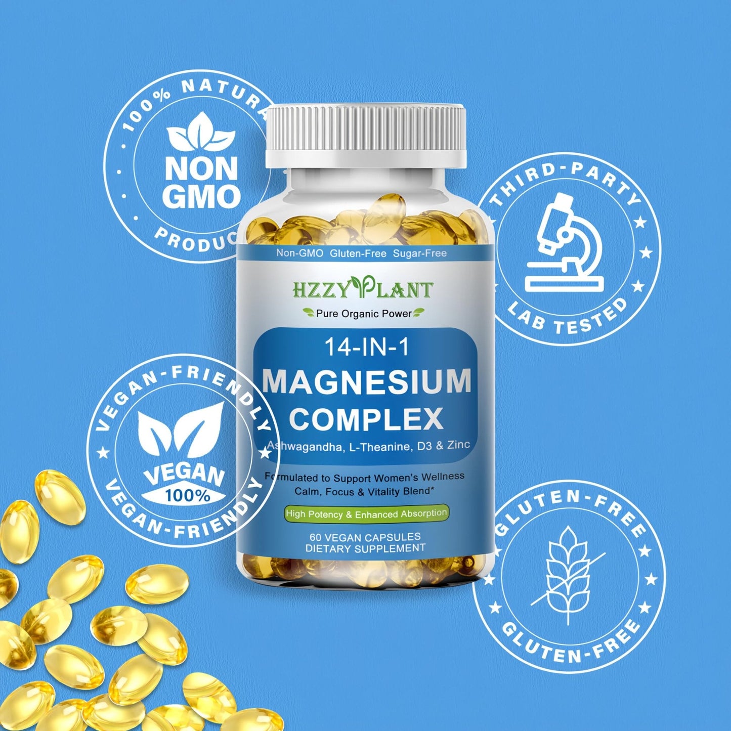 Magnesium Complex Softgels, High Absorption Magnesium Supplement with Glycinate, Citrate, Malate, Taurate, 14-in-1 Magnesium Complex for Women & Men for Muscle, Heart, Sleep Support, 2 Month Supply - Maple Wellness Supplements