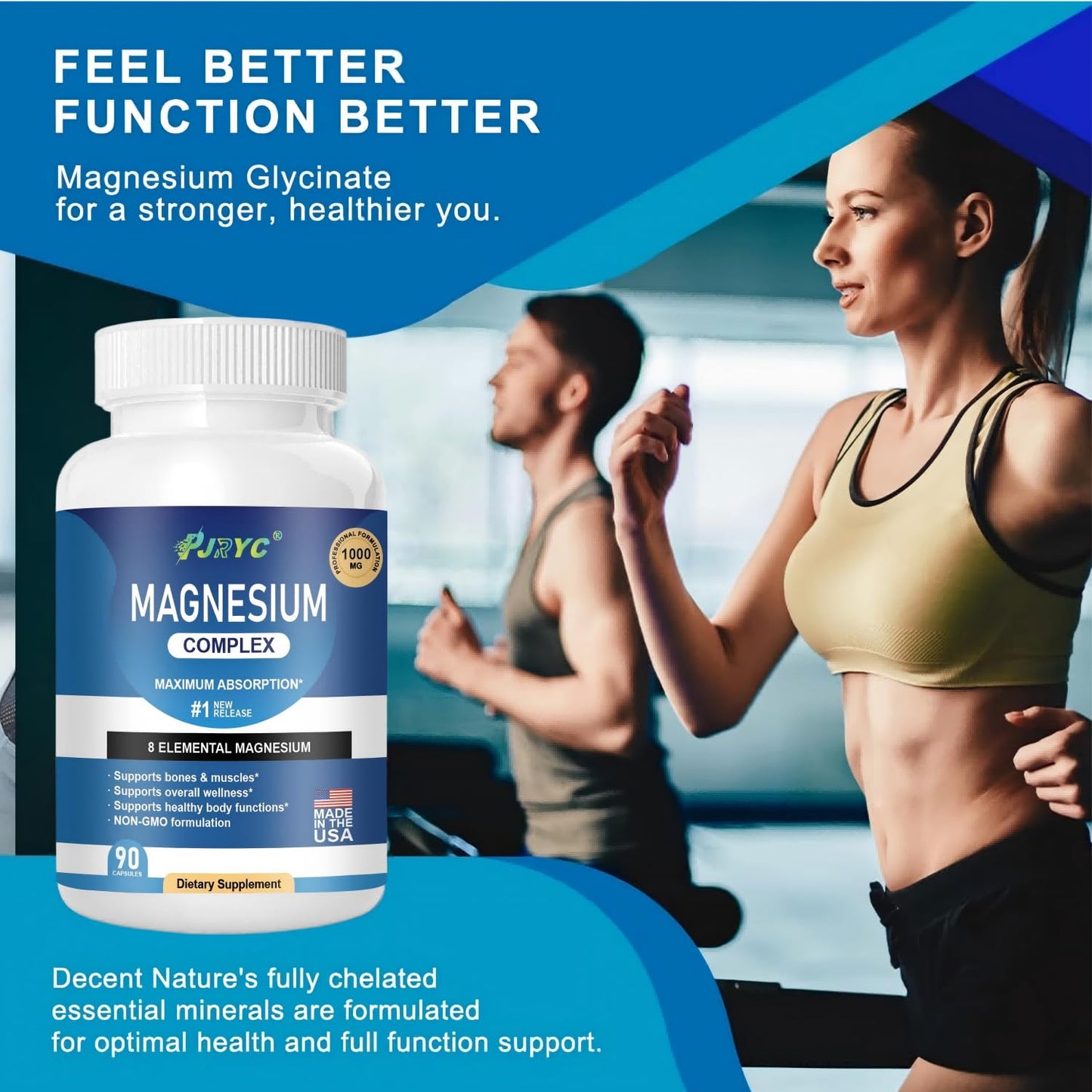 Magnesium Complex Supplement - 1000mg with 8 Magnesium Forms: Glycinate, Citrate, Malate, Taurate & Orotate - Supports Muscle Function, Bone Strength & Relaxation - Vegan, Non-GMO - 180 Capsules - Maple Wellness Supplements