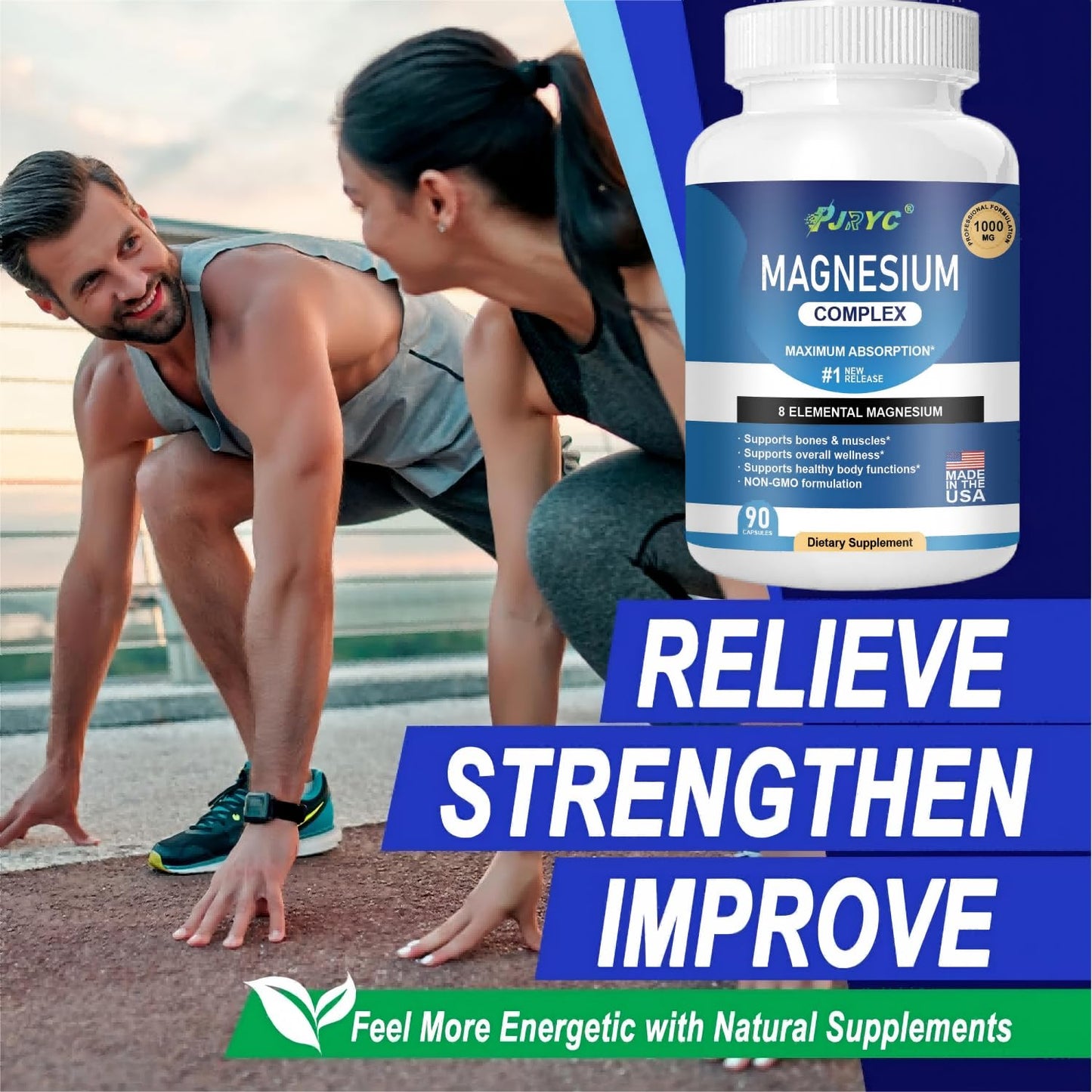 Magnesium Complex Supplement - 1000mg with 8 Magnesium Forms: Glycinate, Citrate, Malate, Taurate & Orotate - Supports Muscle Function, Bone Strength & Relaxation - Vegan, Non-GMO - 180 Capsules - Maple Wellness Supplements
