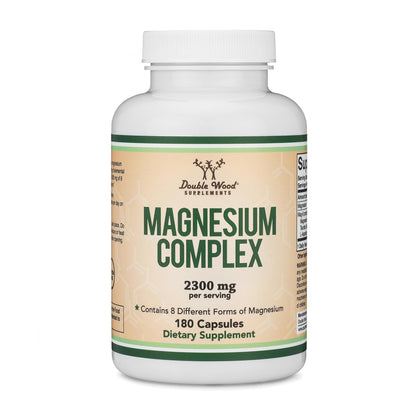 Magnesium Complex Supplement 180 Capsules (426mg Elemental Magnesium Provided by 2,300mg of Eight Different Forms of Magnesium) MAG-8 Provides 100% Daily Recommended Value of Magnesium by Double Wood - Maple Wellness Supplements