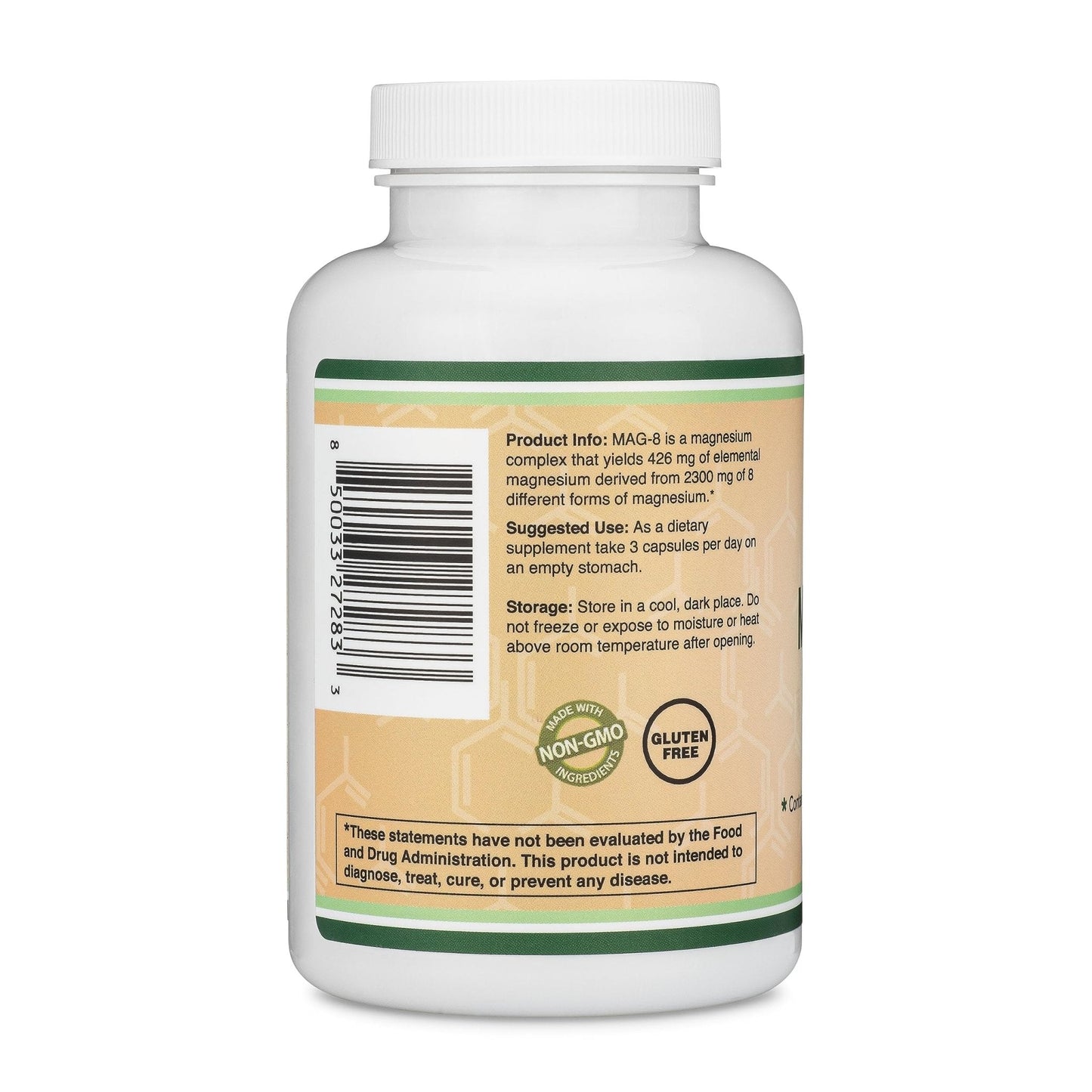 Magnesium Complex Supplement 180 Capsules (426mg Elemental Magnesium Provided by 2,300mg of Eight Different Forms of Magnesium) MAG-8 Provides 100% Daily Recommended Value of Magnesium by Double Wood - Maple Wellness Supplements