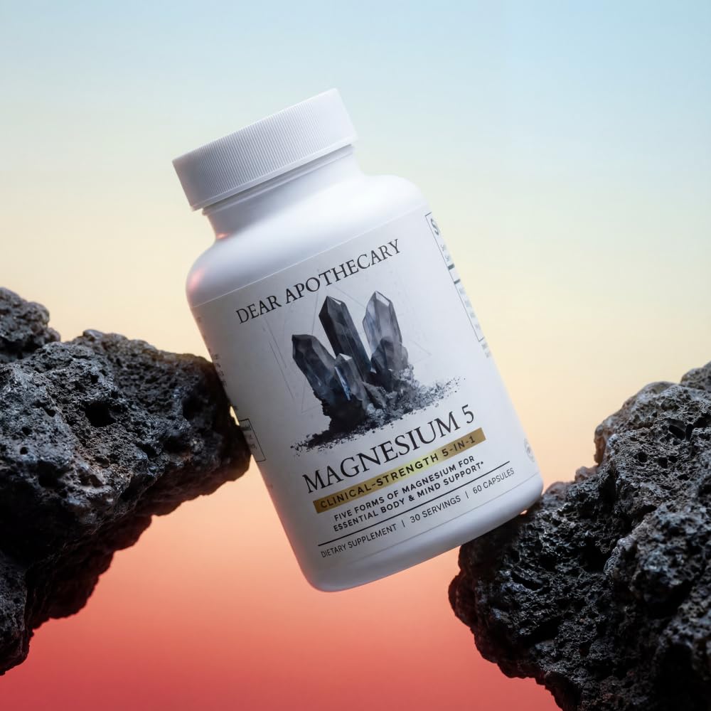Magnesium Complex Supplement - 5 Forms Citrate Glycinate Malate Oxide Aquamin - Multi Magnesium Blend - High Absorption Chelated - Essential Mineral - Non-GMO Gluten-Free - 60 Capsules - Maple Wellness Supplements