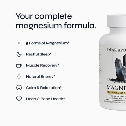 Magnesium Complex Supplement - 5 Forms Citrate Glycinate Malate Oxide Aquamin - Multi Magnesium Blend - High Absorption Chelated - Essential Mineral - Non-GMO Gluten-Free - 60 Capsules - Maple Wellness Supplements