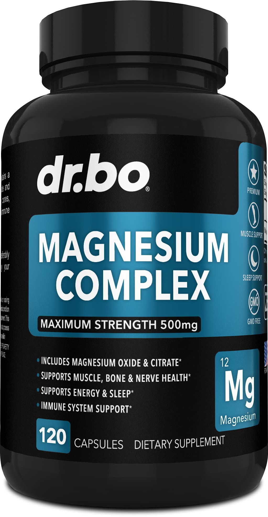 Magnesium Complex Supplement Capsules 500mg - Support Energy, Relaxation, Leg Cramps & Legs - Help Aid Muscle Support Supplements - High Absorption Premium Mag Citrate Oxide - 120 Capsules - Maple Wellness Supplements