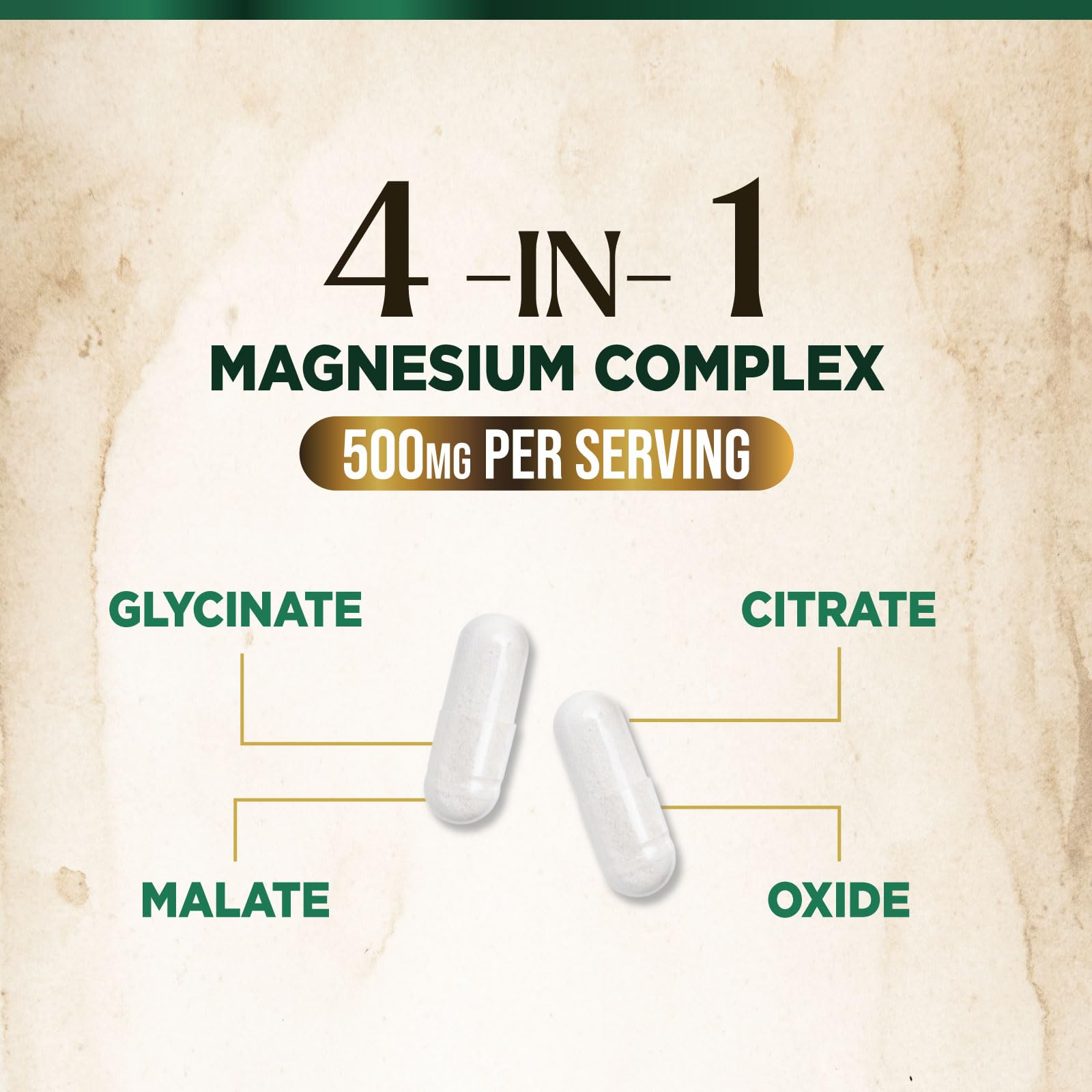 Magnesium Complex Supplement - Magnesium 500mg Per Serving - High Absorption Blend of Glycinate, Citrate, Malate, Oxide - Supports Sleep, Muscle, Bone, Heart Health - Bottled in USA - 60 Capsules - Maple Wellness Supplements