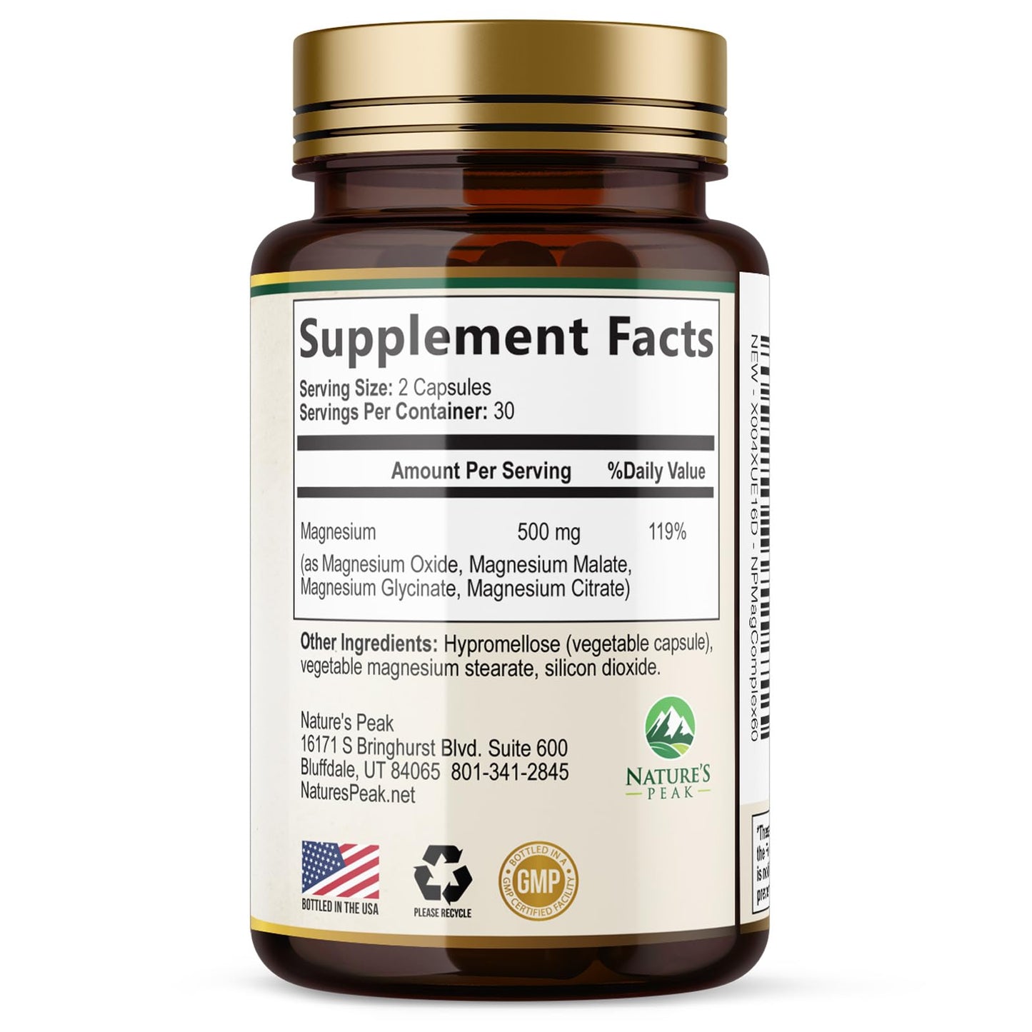 Magnesium Complex Supplement - Magnesium 500mg Per Serving - High Absorption Blend of Glycinate, Citrate, Malate, Oxide - Supports Sleep, Muscle, Bone, Heart Health - Bottled in USA - 60 Capsules - Maple Wellness Supplements