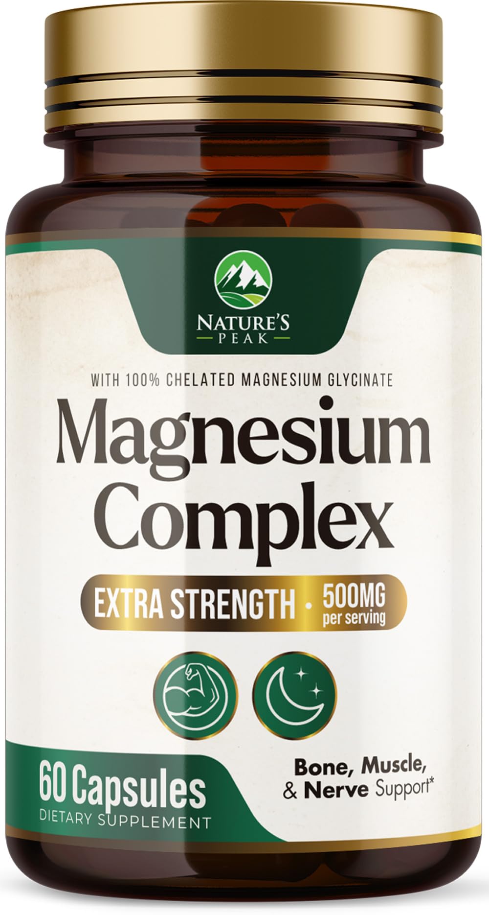 Magnesium Complex Supplement - Magnesium 500mg Per Serving - High Absorption Blend of Glycinate, Citrate, Malate, Oxide - Supports Sleep, Muscle, Bone, Heart Health - Bottled in USA - 60 Capsules - Maple Wellness Supplements