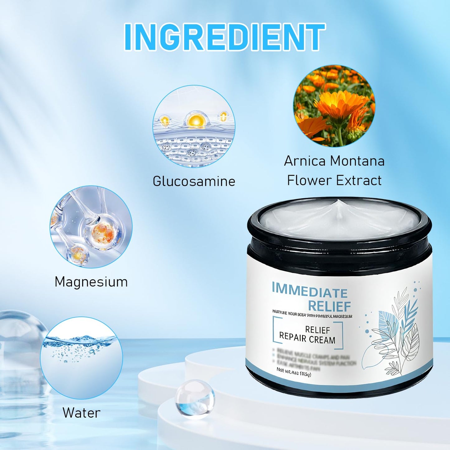 Magnesium Cream, 2025 New Upgraded Magnesium Gel for Back, Neck, Hands, Knees-50g (2 Bottle) - Maple Wellness Supplements